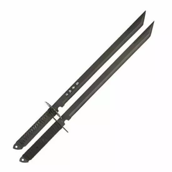 2PC Full Tang 28" Zombie Walking Dead Tanto Blade Sword Machete w/Nylon Sheath