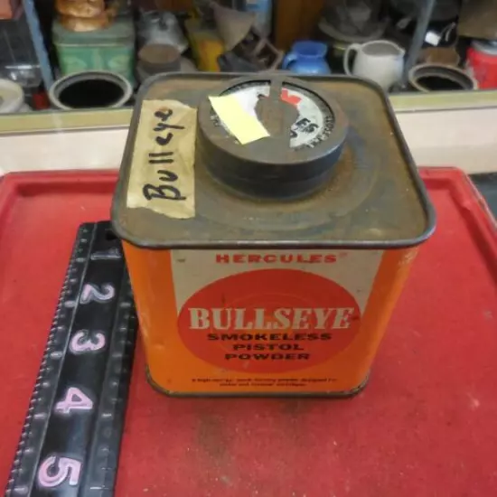 Empty Hercules Bullseye Smokeless Pistol Powder Can ~ Advertising Tin