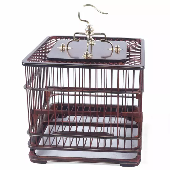 Bird Cage Dark Red Cage Bird Cage Retro Pet Nest Home With Removable Drawer