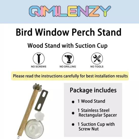 Bird Window/Bath/Car/Travel Perch Stand with Suction Cup for Small