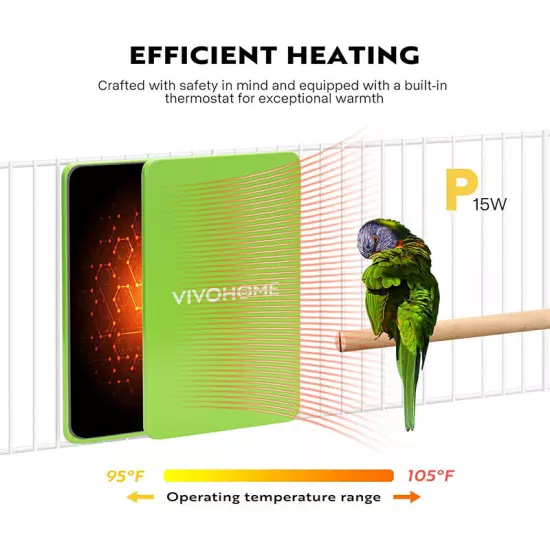 15W Bird Cage Heater, Snuggle-Up Bird Warmer with Thermostatically Controlled