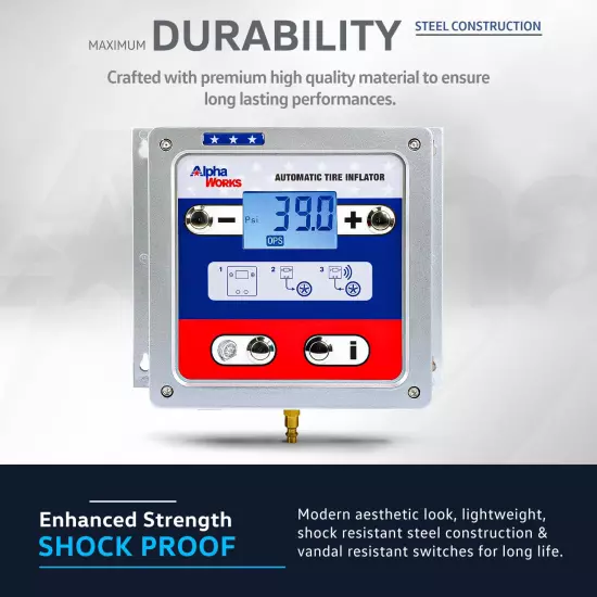 Tire Pressure Gauge LCD Display Inflator Wall Mountable Automatic 110-240VAC + A