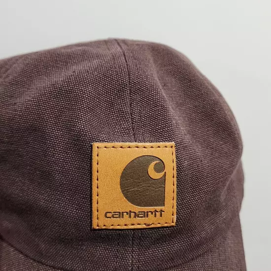 Carhartt Leather Patch Canvas Snapback Adjustable Baseball Hat USA Made Cap