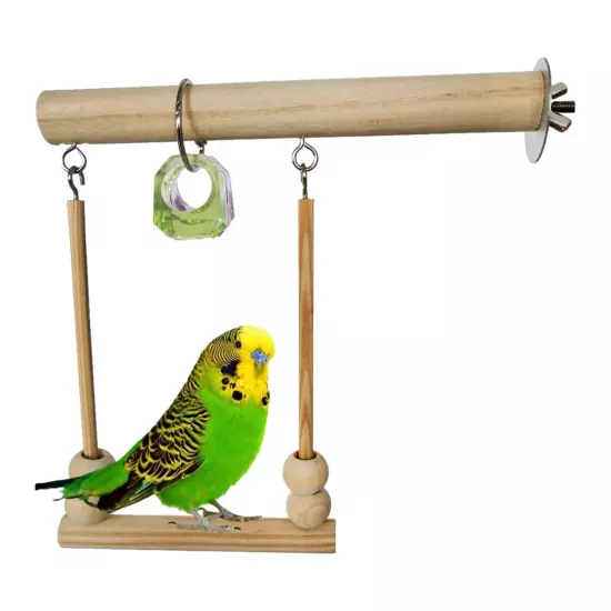 Bird Standing Toy Wooden Perch Bird Cage Stand Parrot Natural Wood Swing Toy