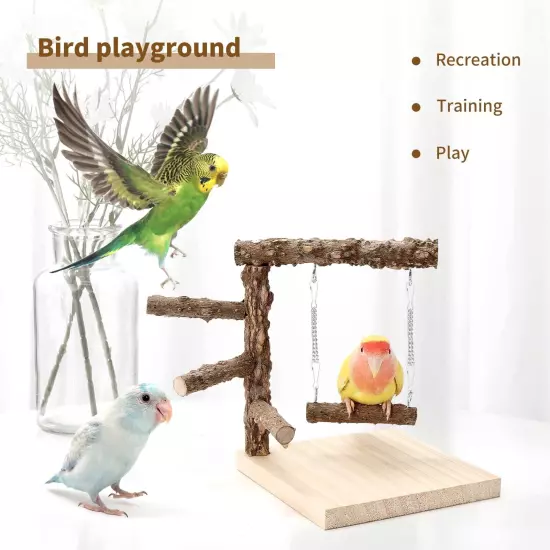 Bird Perch Stand Tabletop,Natural Pricklyash Wood Parrot Playground,Bird Acti...