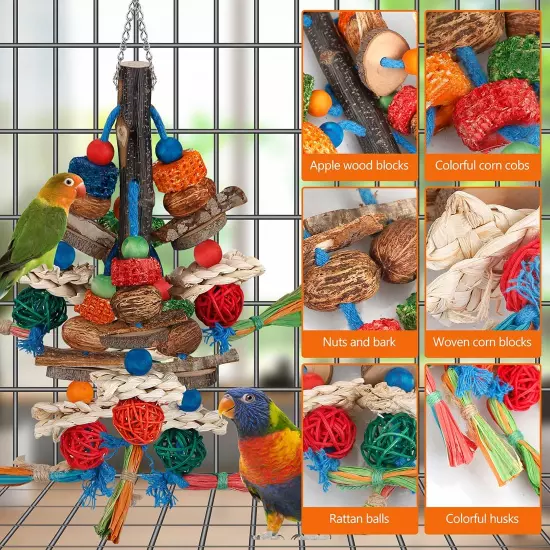 Bird Toys,Parrot Toys Exciting Chewing Fun for Parakeets,Cockatiels,Conures,Love