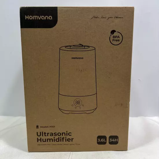 Homvana Humidifiers for Bedroom Home 3.6L Cool Mist Top, H101~ NEW SEALED