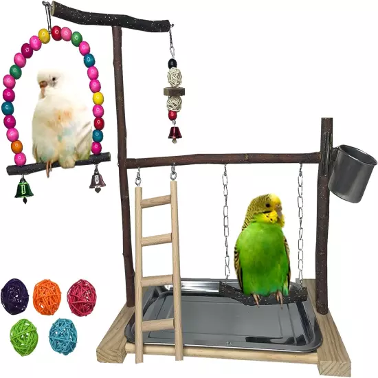 Bird Playground Parrot Playstand Parakeet Gym Playpen Cockatiel Play Stand Wood 