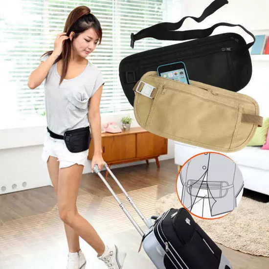 New Travel Waist Hidden Pouch Security Money Waist Belt Sport Fanny Pack Bag 