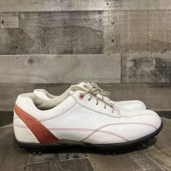 FOOTJOY 97036 White Leather Red Stitch Classic LoPro Golf Shoes Women Size 7.5M