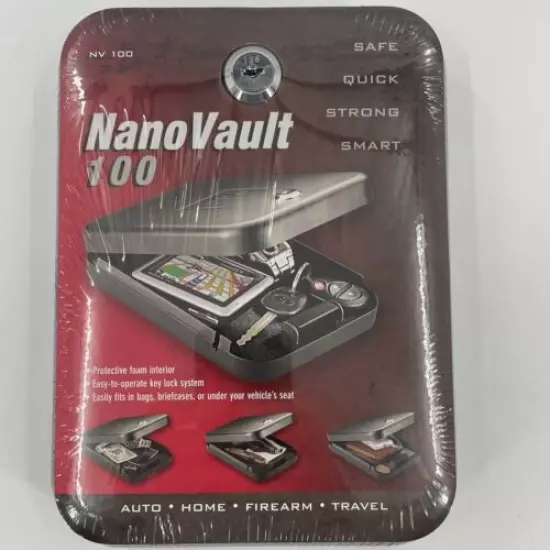 GunVault NanoVault NV100 Small Arms Safe Auto Home Travel W/ Key & Cable Blk NEW