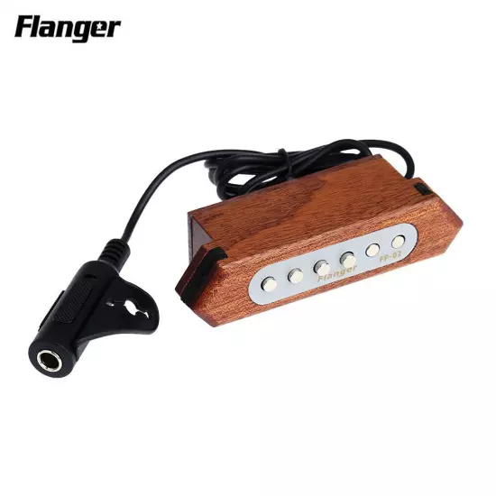 Flanger Wood Acoustic Guitar Sound Hole Magnetic Pickup 6.3mm Female Converter