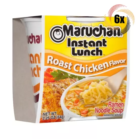 6x Cups Maruchan Instant Lunch Roast Chicken Flavor Ramen Noodles | 2.25oz