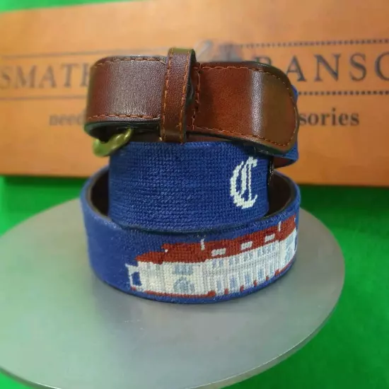 Columbia Country Club 1898 blue Smathers & Branson belt 34 Needlepoint Golf