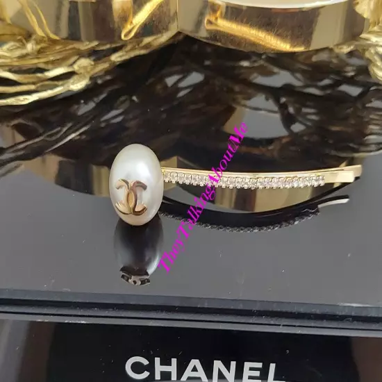 ~ 1 CHANEL ~ Gold Tone Hair Pin Faux Pearl & Rhinestones ~New & Rare ~