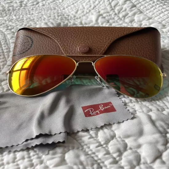 ray ban sunglasses aviator 58mm Gold frame / Orange Mirrored glass