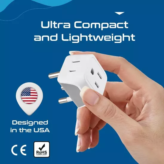 Ceptics Thailand Travel Adapter with Dual USA Input Type O Ultra Compact - 3 Pac