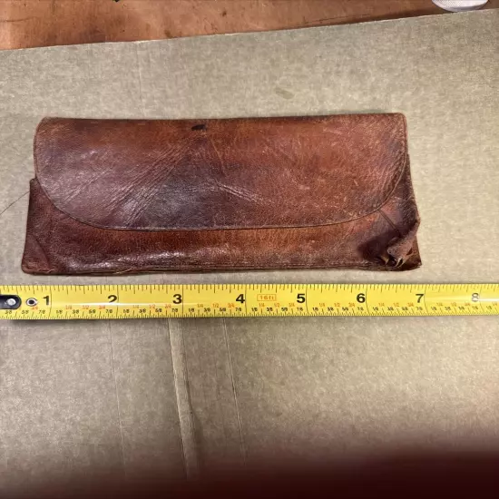 Men's Wallet from late 1800's Tri-fold Leather ANTIQUE 4x7”