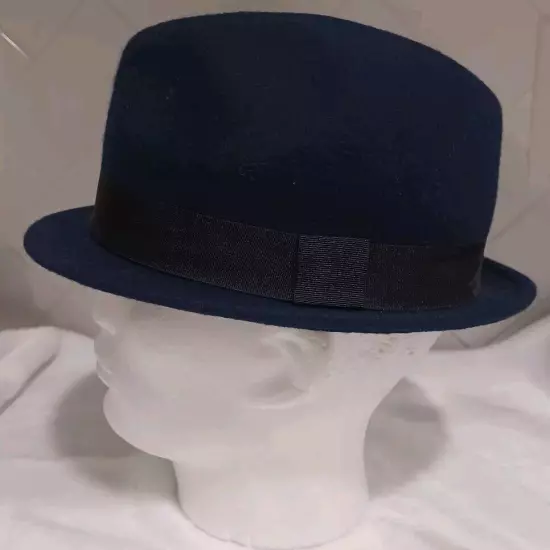 H&M Fedora Wool Hat Size Medium, Unisex, Navy Blue