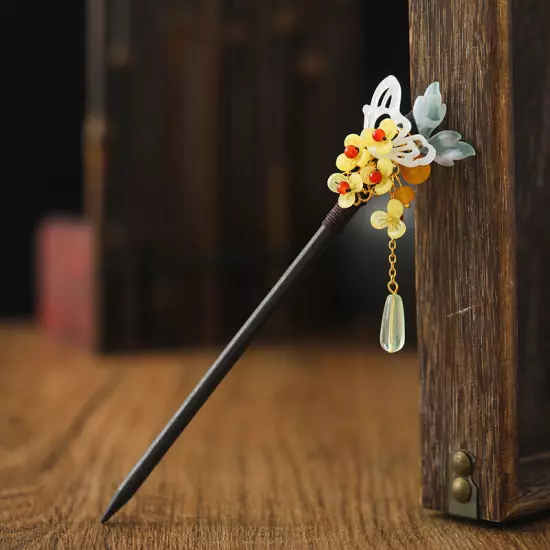 Womens Flower Wooden Chopsticks Hair Hairpin Hair Stick Chinese Style Retro❥