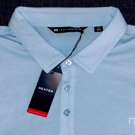 NEW NWT Men's Travis Mathew Heater Polo XXL /2XL Light Blue