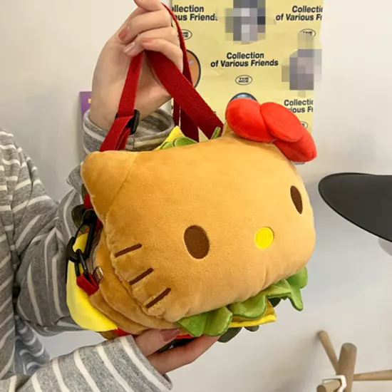 Hello Kitty Hamburger Crossbody Bag Plush Doll Handbag Girl Messenger Bag