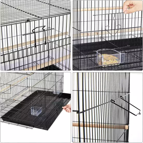 30'' Length Flight Bird Cage Extra Space W/ Slide-Out Tray & Wood Perches for Sm