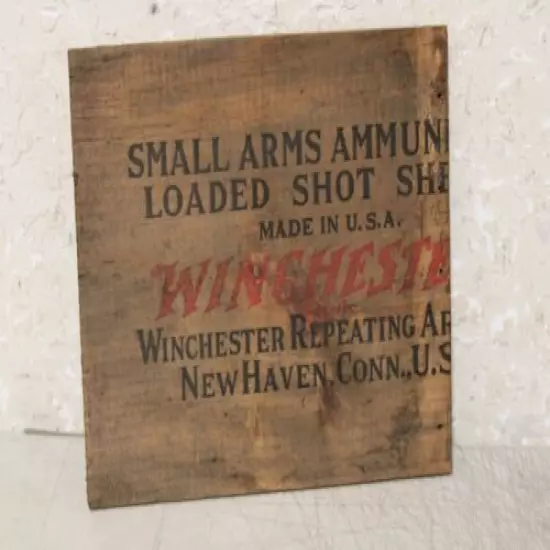 VINTAGE WINCHESTER SHOTGUN SHELL WOOD AMMO BOX SIDE PART SIGN 10'' X 8''