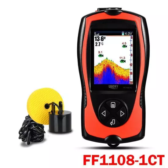 Rechargeable Fish Finder FF1108-1CWLA/CT Sonar Sensor Max 45M Water Depth