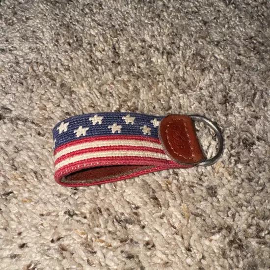 Smathers & Branson Old Glory needlepoint handmade leather key fob key chain