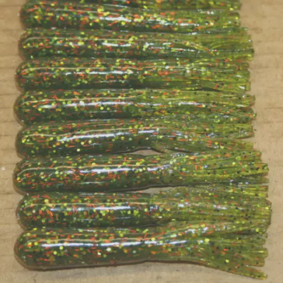 3 1/2" Bass Tube Light Melon Perch Plastic Worm 50 count bulk bag