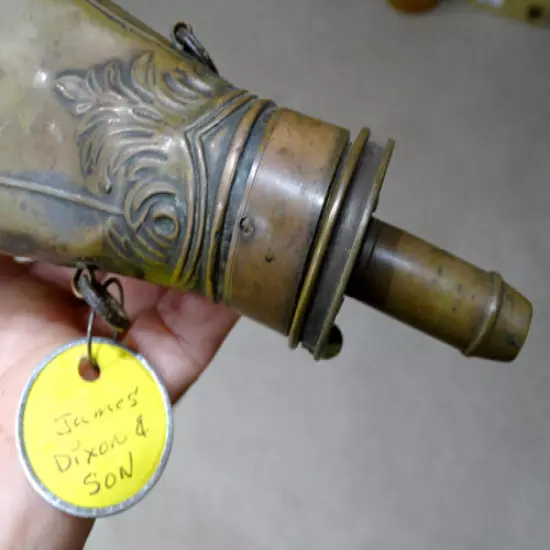 ANTIQUE American Cap CIVIL WAR Era HUNTING Brass Copper BLACK POWDER FLASK Horn