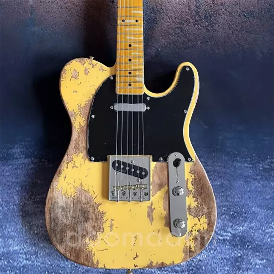 Custom shop heavy relics yellow electric guitar Maple neck in stock ship quickly