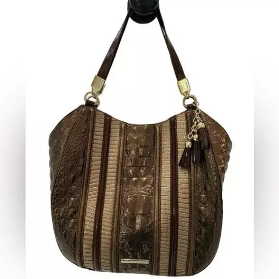 Brahmin Marianna Dorati Large Leather Tote Satchel In Patina Dorati