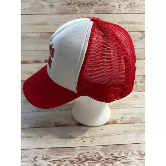 Girls Rock Trucker Hat One Size Adjustable Snap Back Red White