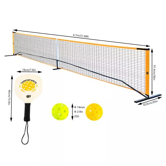 22ft Portable Pickleballs Set Backyard Park Sports Tennis Pickleball Net Paddle 