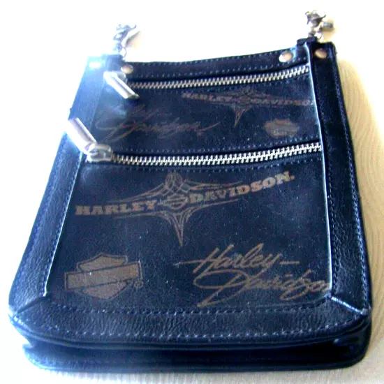 Harley-Davidson Vintage Hard Leather Black Clip Belt Bag Fanny Pack Purse Bag