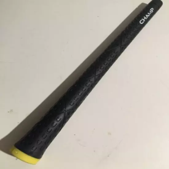 11 New Champ C8 Golf Grip - BLACK with YELLOW CAP - .600 ROUND - with KEVLAR