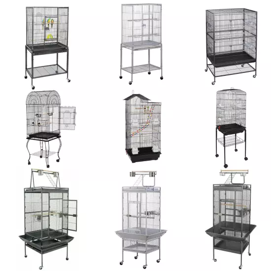 Black/White Bird cage Parrot Macaw Parakeet Cockatiel Cage Multiple Size 