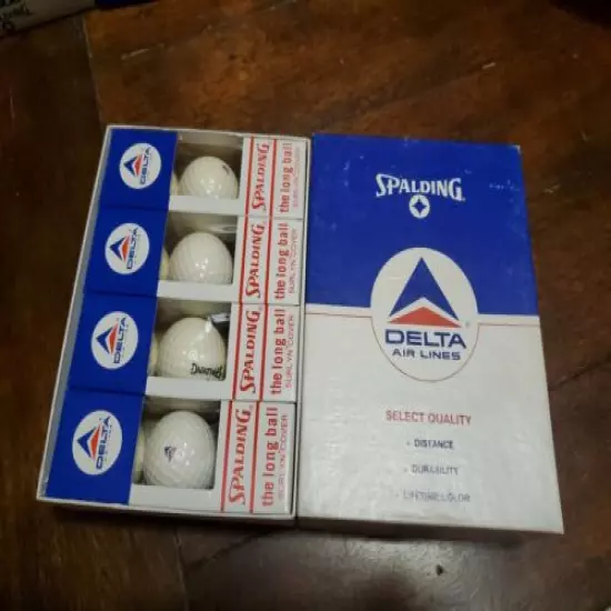 Vintage Spalding Delta Airlines Branded Golf Balls Box Of 12