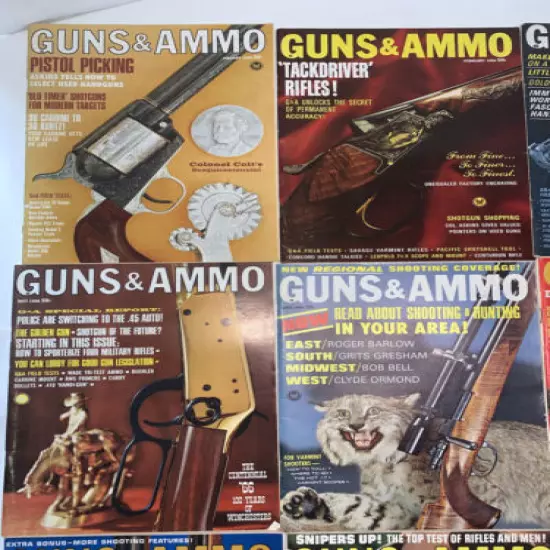 VINTAGE Guns & Ammo Magazine 1967 & FULL YEAR 1966 LOT OF 22 Shooting hunting