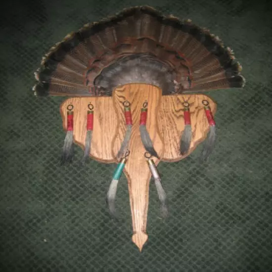 Turkey Beard Display Plaques; Solid Oak,"Jake size" holds 8 beards 