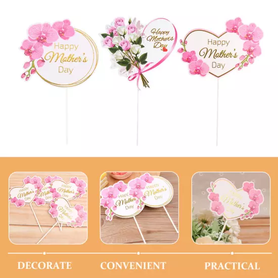 6pcs Mother's Day Cupcake Toppers Cake Insert Cards Topper Decor Decorations