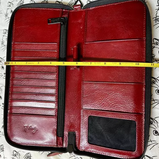 Large Leather Passport & Document Travel Wallet RED By Scully