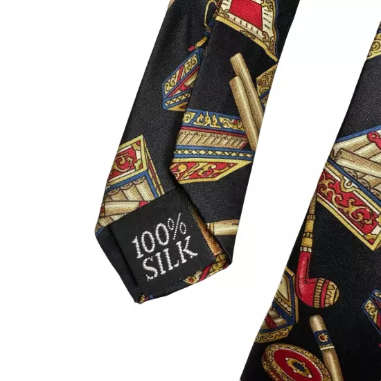 Resilio Tie Men’s 100% SILK Cigar Prints Boxes Red, Black Gold, Novelty Tie