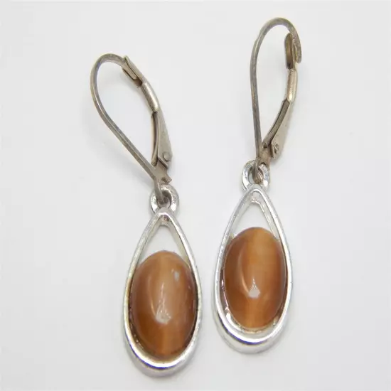 TIGERS EYE SILVER DANGLE EARRINGS LIGHTWEIGHT