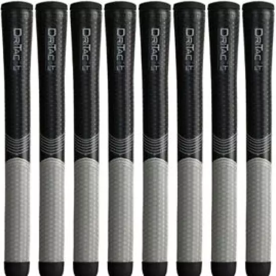 Winn DRI-TAC LT Black / Gray Midsize (+1/16) Golf Grips - Set of 8 - New