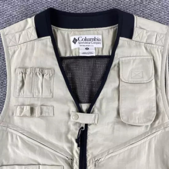 Columbia Mens Sportsman Hunting Fishing Vest Beige Size Medium