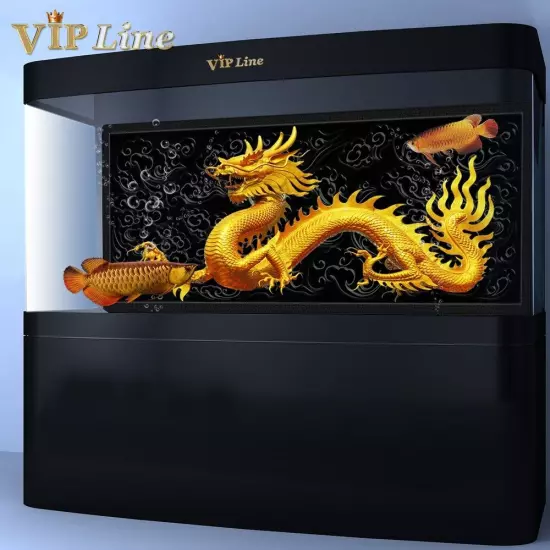 Aquarium Background Poster Golden Dragon HD 3D Fish Tank Decorations Landscape