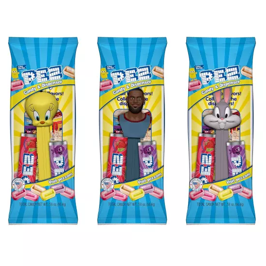 PEZ Space Jam Individually Wrapped Dispensers, Each With Two Candy Refills, 12